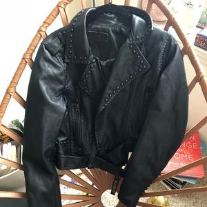 BlankNYC faux leather black studded jacket